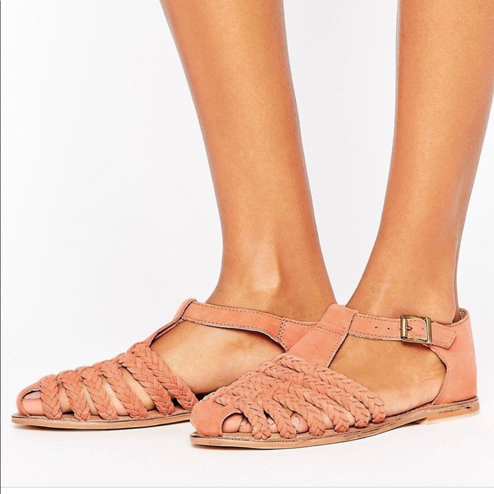 ASOS suede blush plaited sandals - kids size 2